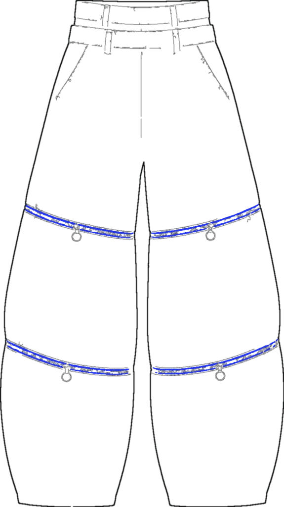 Balloon Convertible Trouser, technische Zeichnung
