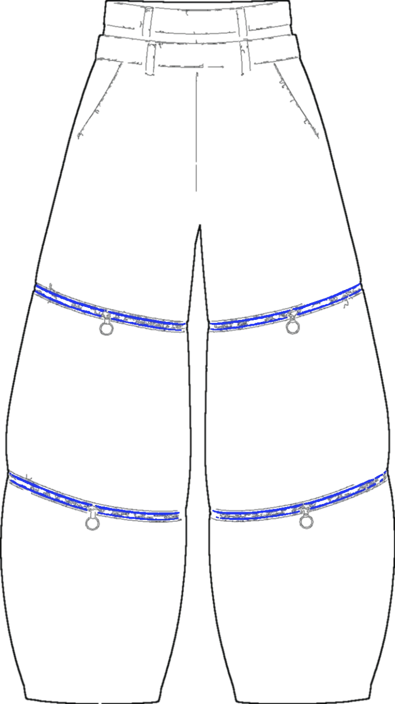 Balloon Convertible Trouser, technical line drawing