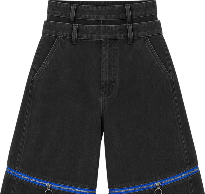 Balloon Convertible Trouser, kurze Länge, über dem Knie abgezippt, flach liegend