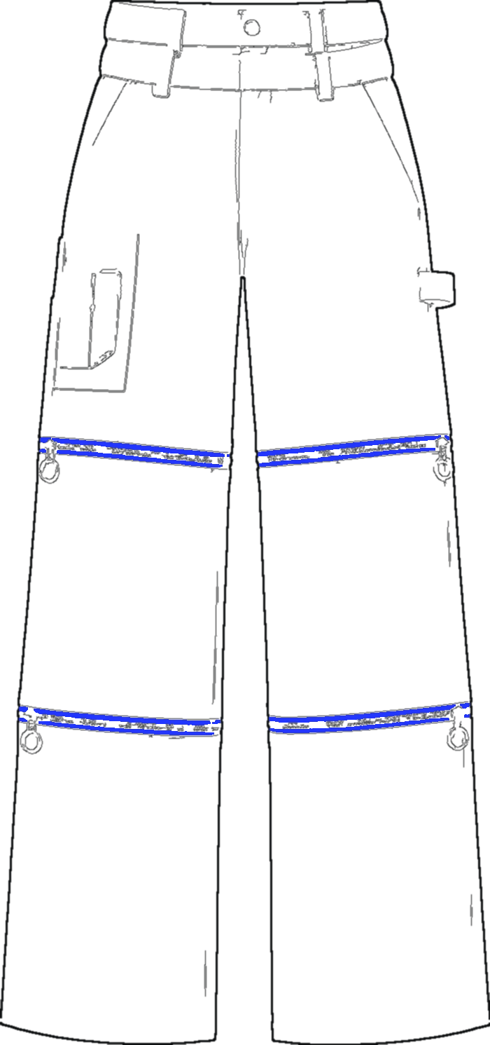 Carpenter Convertible Trouser, technical line drawing