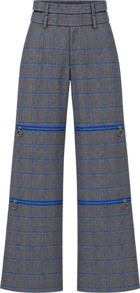 Check Convertible Wide Trouser, long length, laid flat