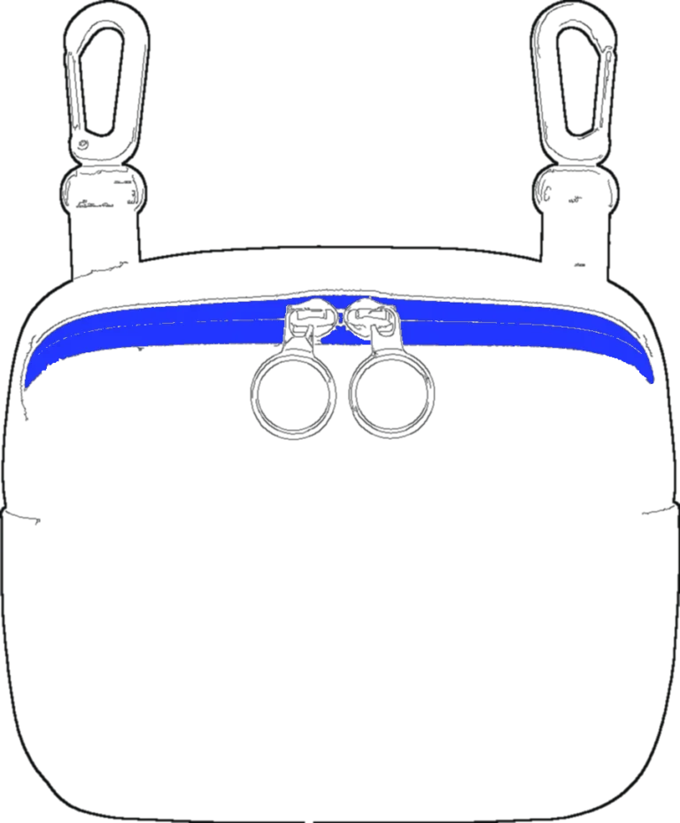 Clip-On Hip Pouch, technical line drawing