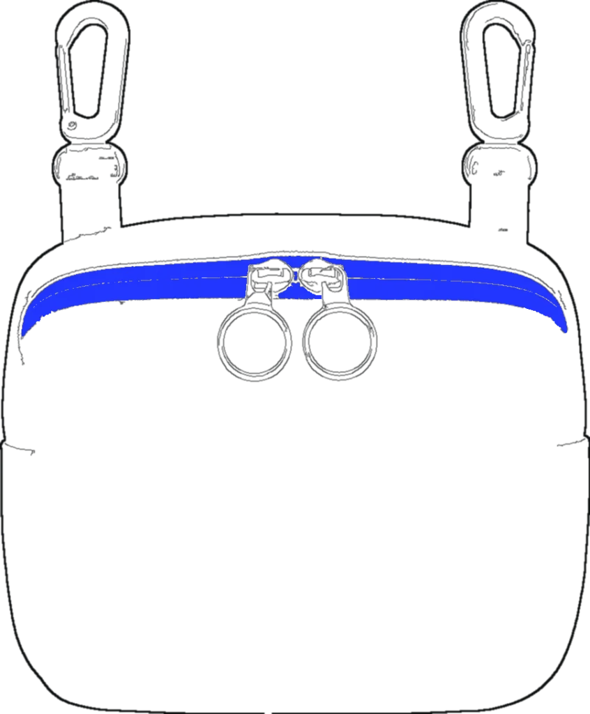 Clip-On Hip Pouch, technical line drawing
