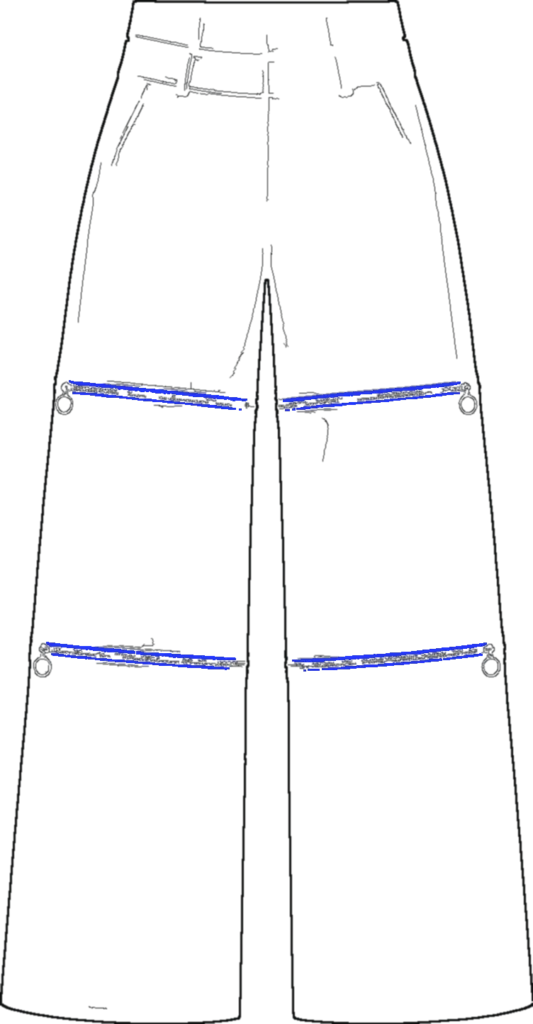 Coated Convertible Trouser, teknisk stregtegning