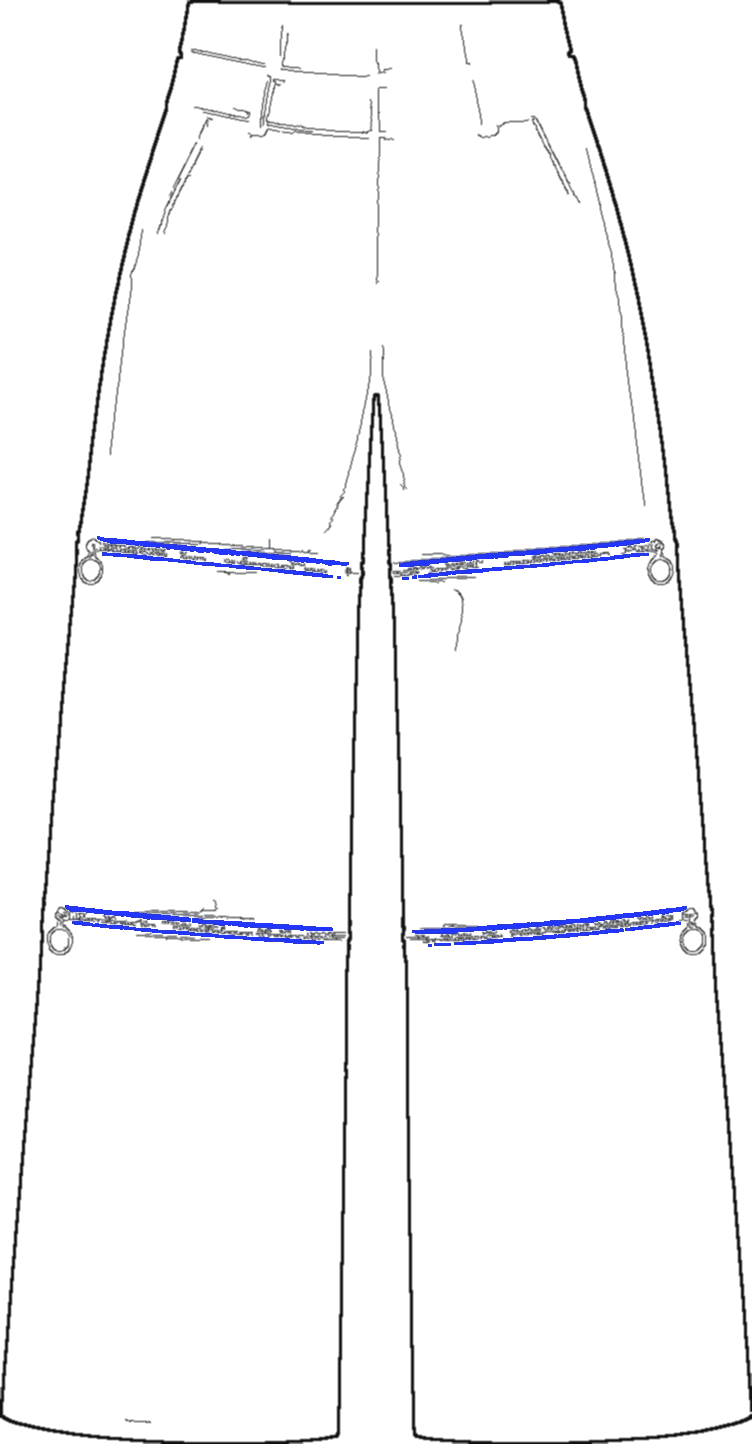 Coated Convertible Trouser, technical line drawing
