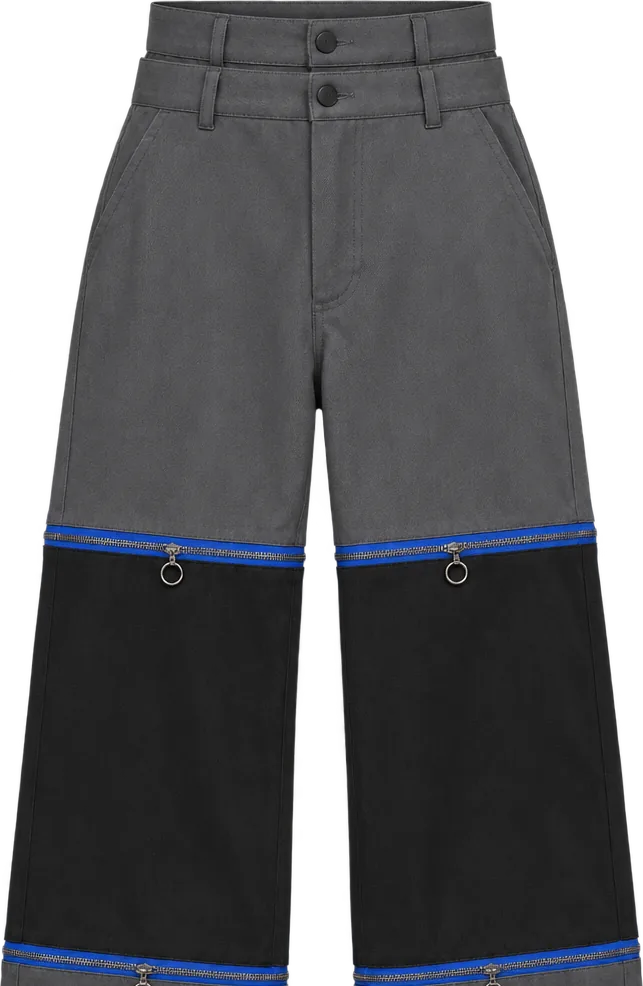 Colour-Block Convertible Trouser, kort længde med de nederste ben lynet af, lagt fladt