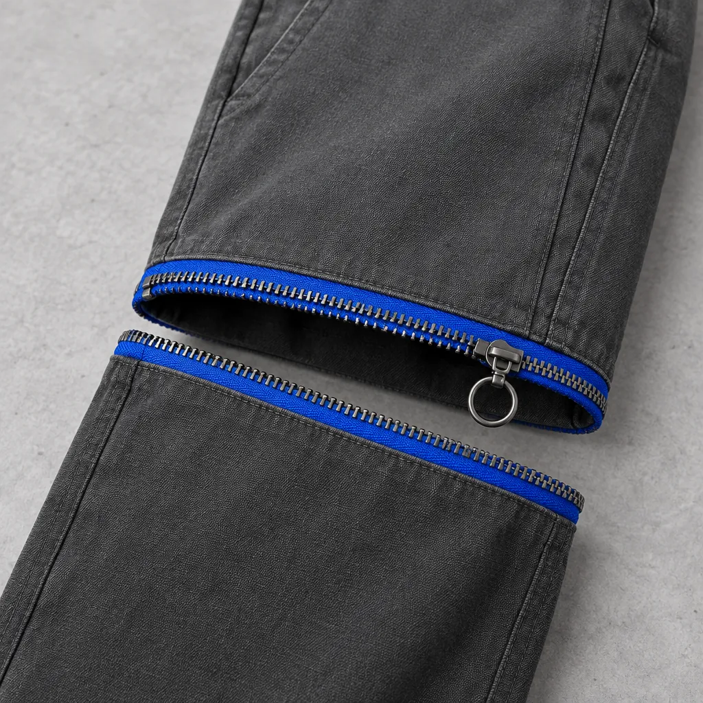 Colour-Block Convertible Trouser, nærbillede af metaldelene