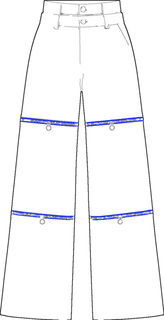 Colour-Block Convertible Trouser, teknisk stregtegning