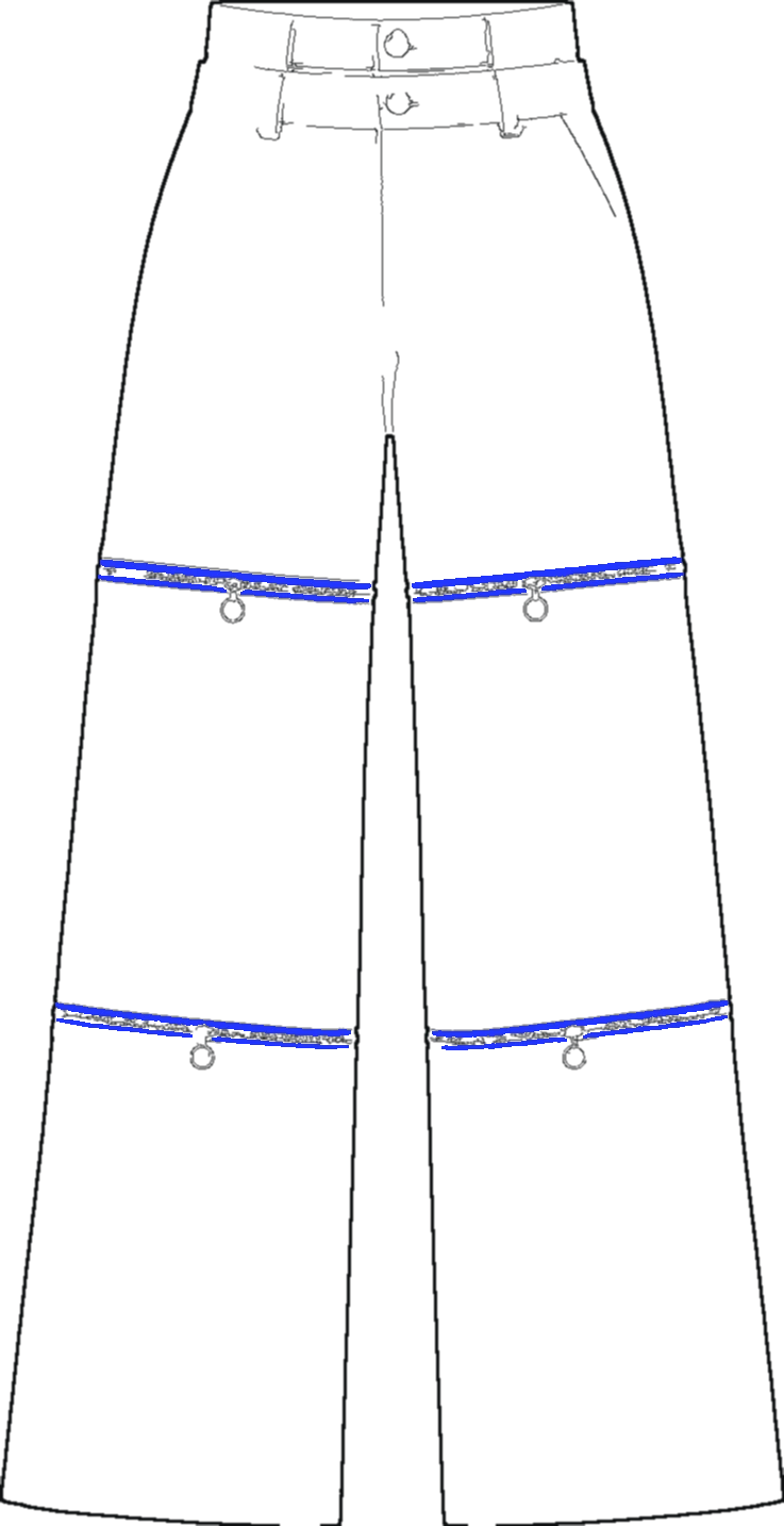 Colour-Block Convertible Trouser, technical line drawing