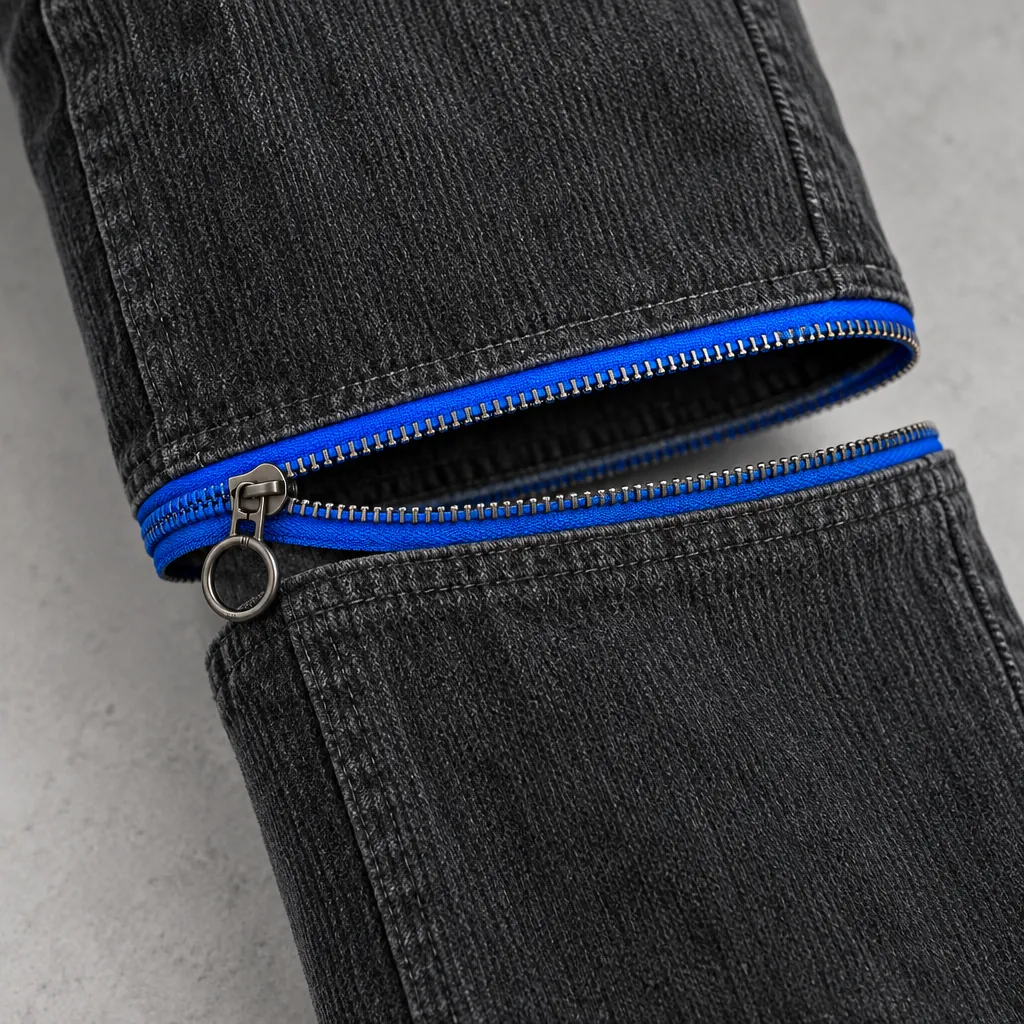 Cord Convertible Wide Trouser, hardware close-up