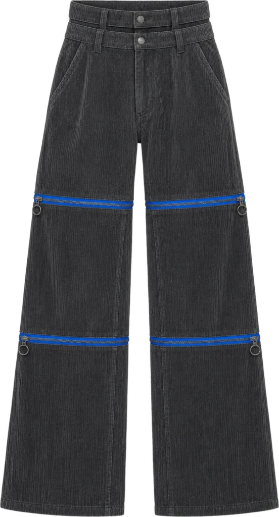 Cord Convertible Wide Trouser, long length, laid flat