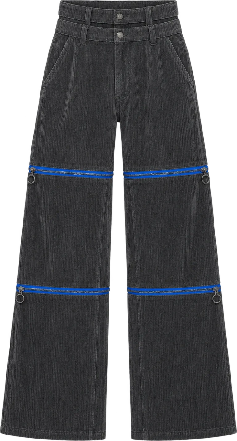 Cord Convertible Wide Trouser, long length, laid flat
