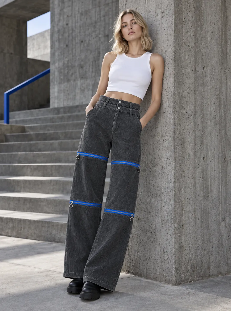 Cord Convertible Wide Trouser, worn