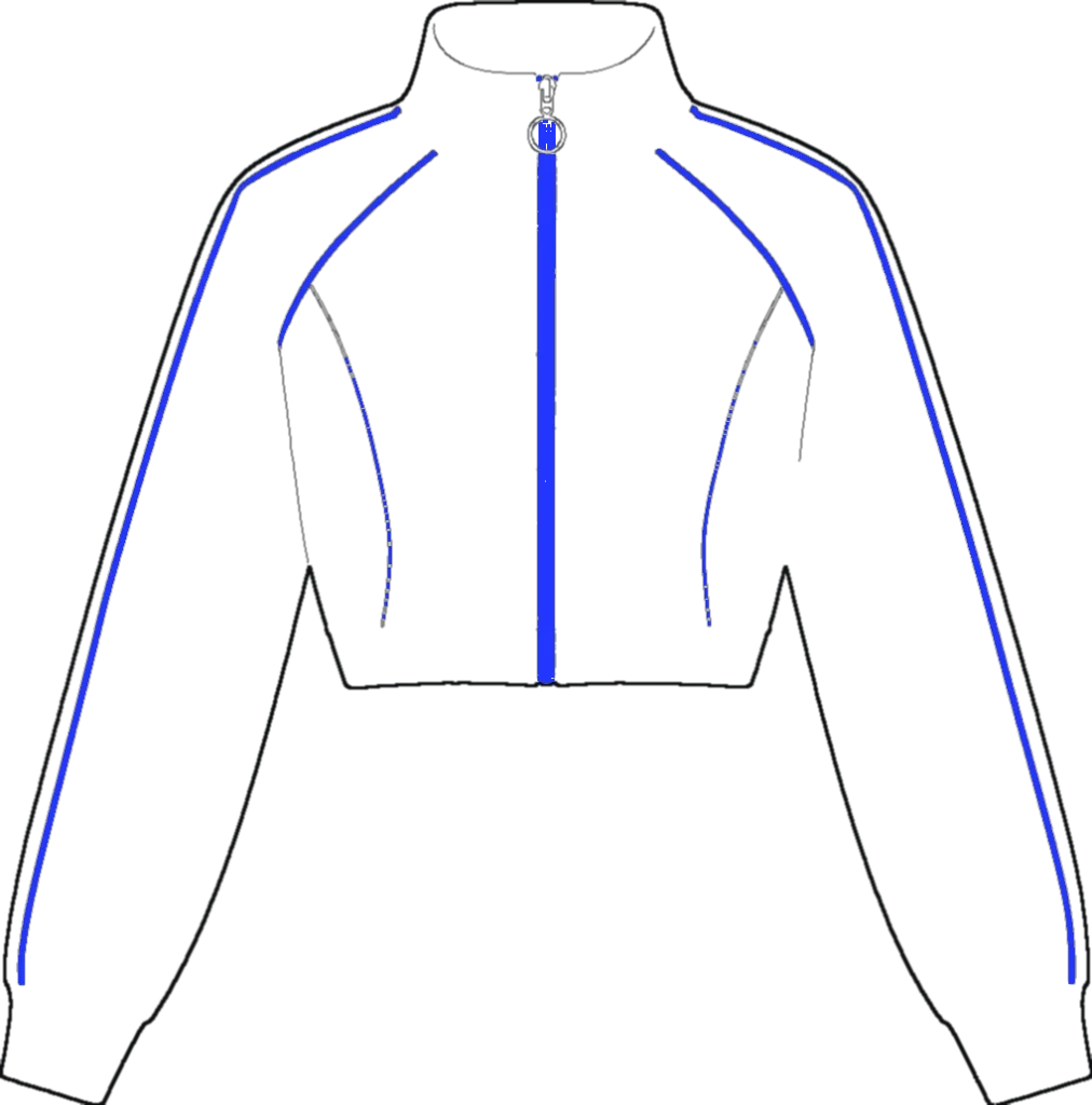 Cropped Track Jacket, teknisk stregtegning