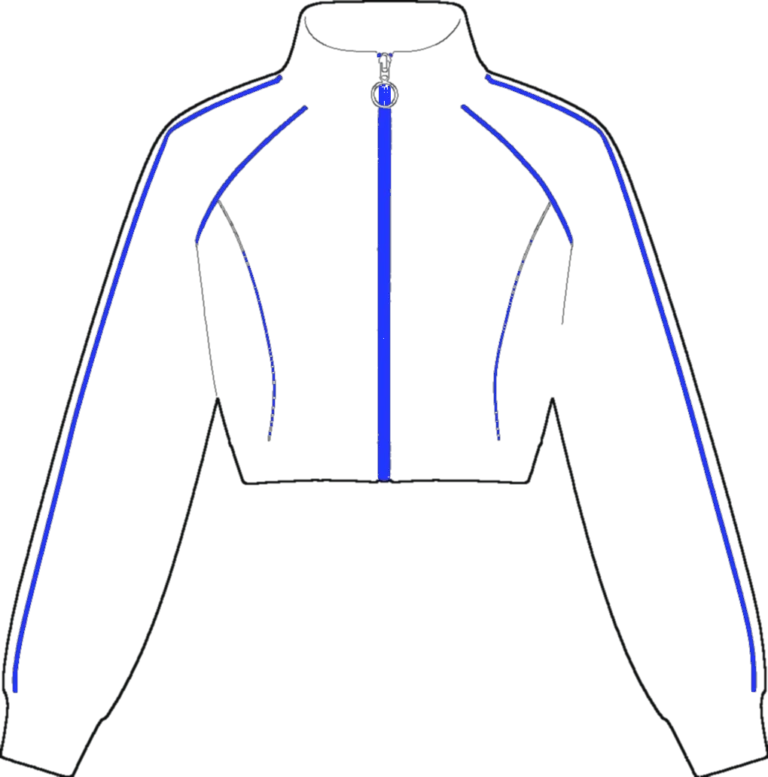 Cropped Track Jacket, technical line drawing