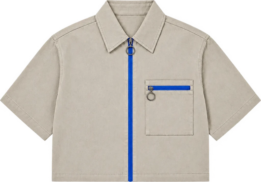 Cropped Work Shirt, front, laid flat