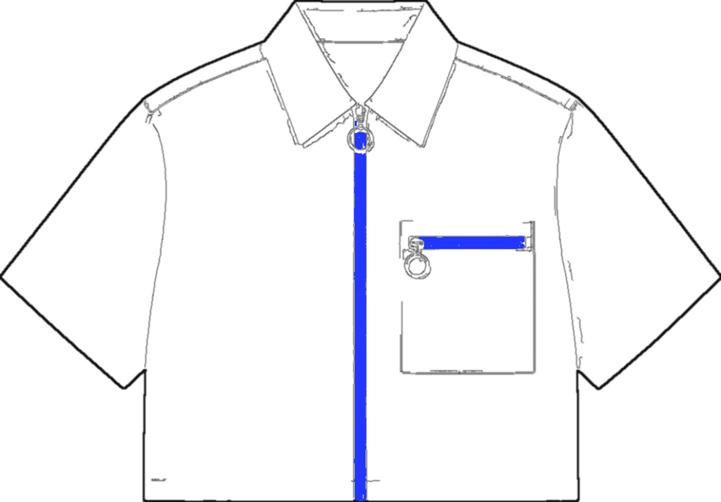 Cropped Work Shirt, technical line drawing