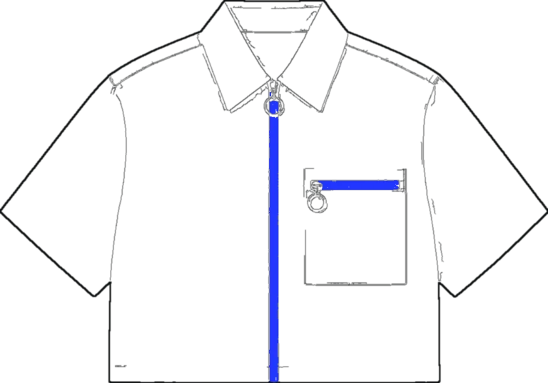 Cropped Work Shirt, technical line drawing