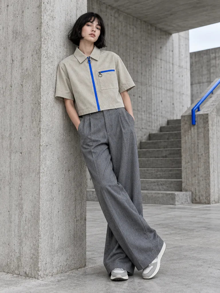 Cropped Work Shirt, worn