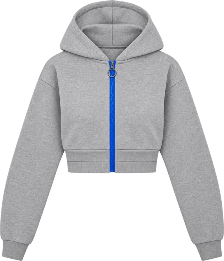 Cropped Zip Hoodie, front, laid flat