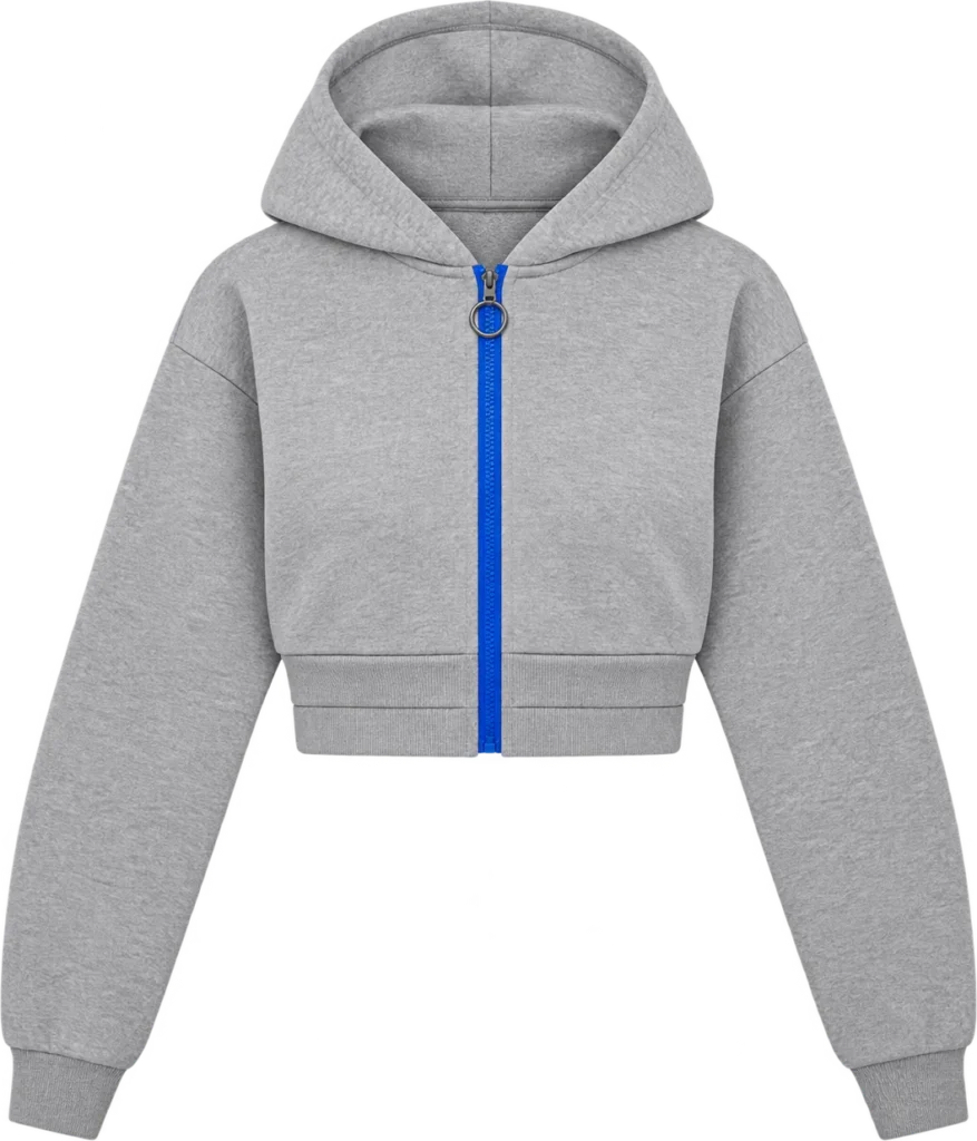 Cropped Zip Hoodie, front, laid flat