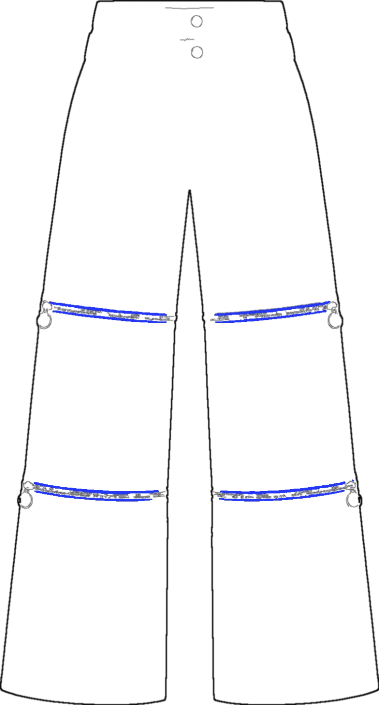Double-Knee Convertible Trouser, technical line drawing