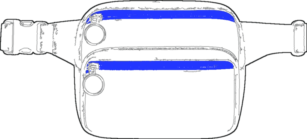 Double-Pocket Belt Bag, technical line drawing