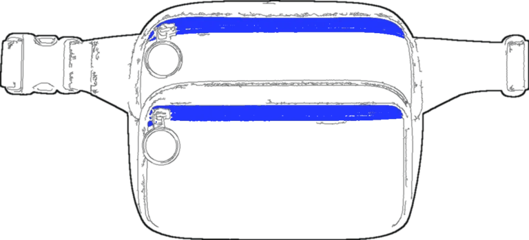 Double-Pocket Belt Bag, technical line drawing