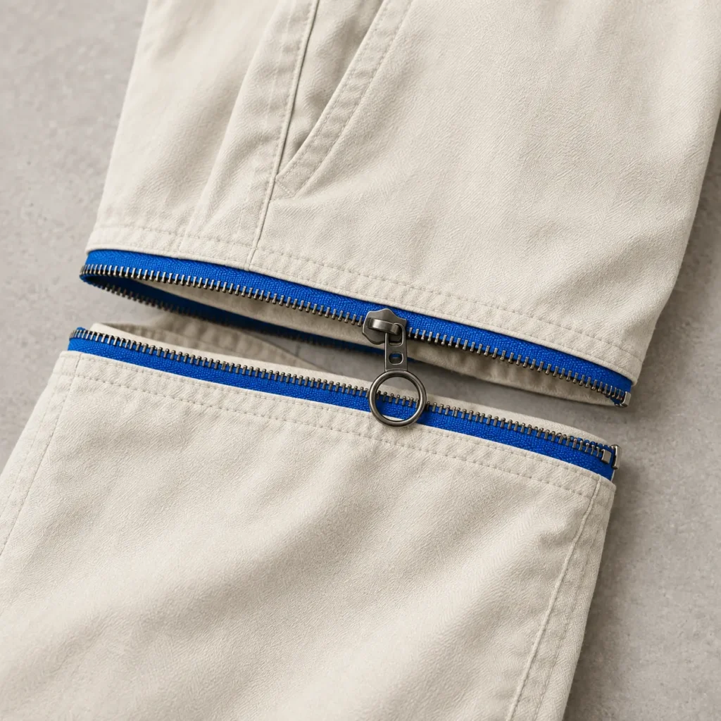 Double-Waist Pleated Wide Trouser, hardware close-up