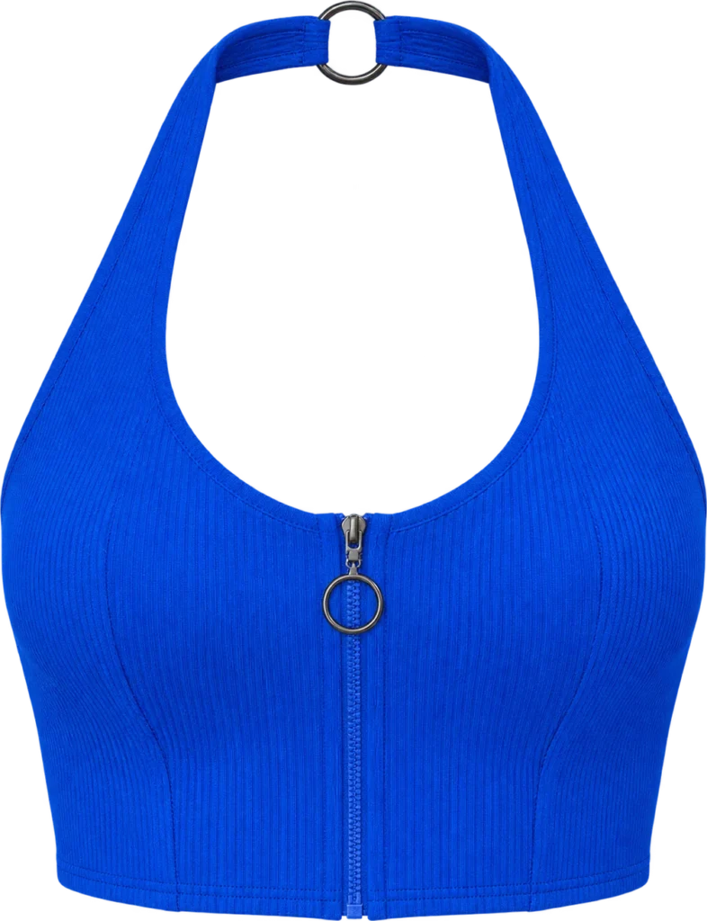 Electric Halter Crop, front, laid flat