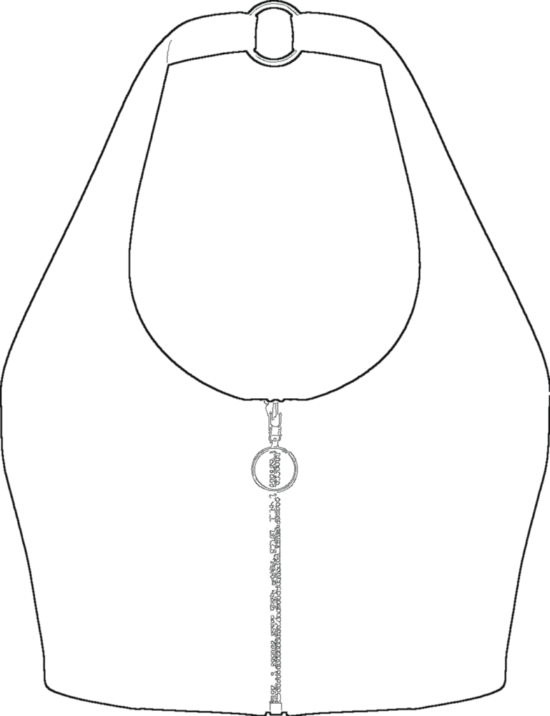 Electric Halter Crop, technical line drawing