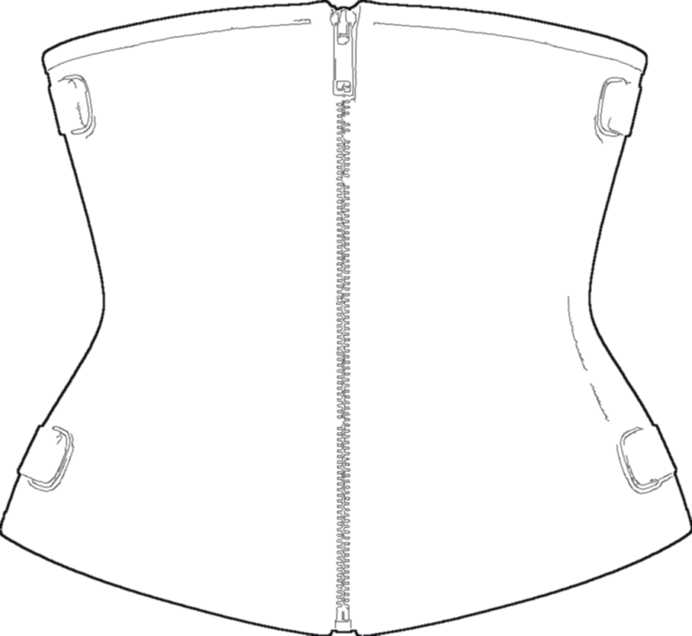 Electric Waist Corset, technical line drawing