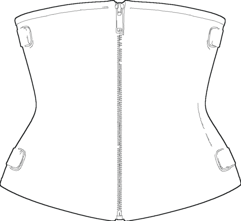 Electric Waist Corset, technical line drawing