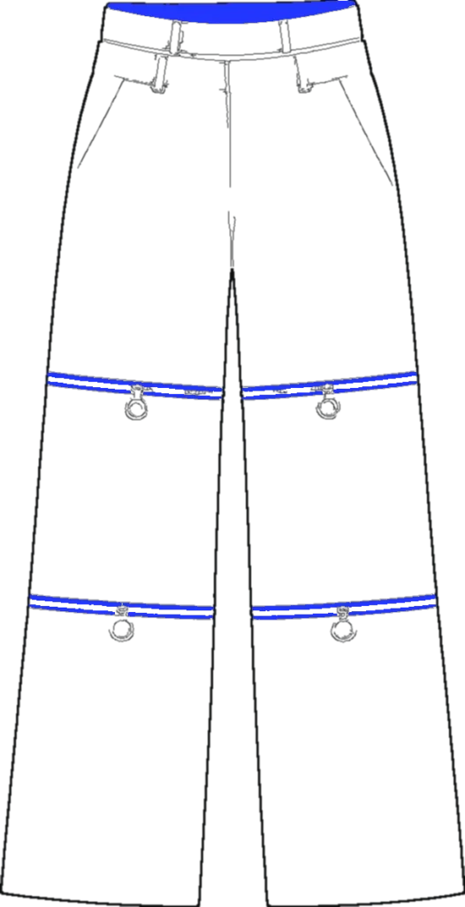 Fold-Down Waist Trouser, technical line drawing