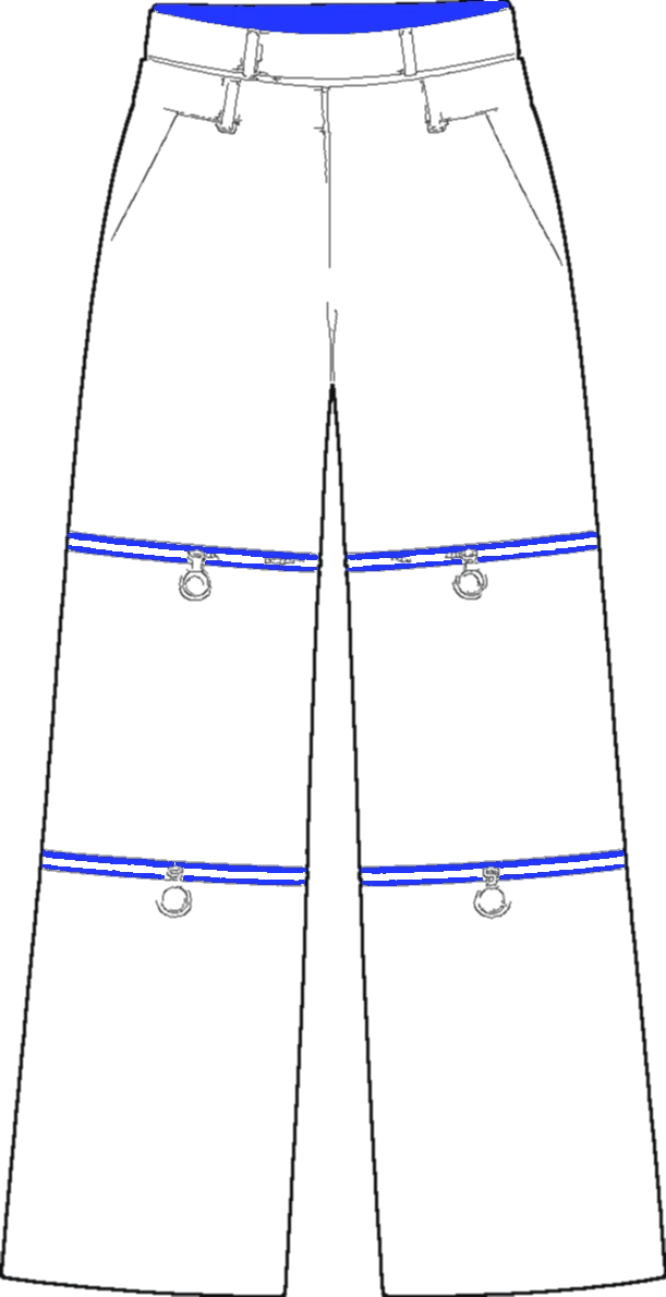 Fold-Down Waist Trouser, technical line drawing