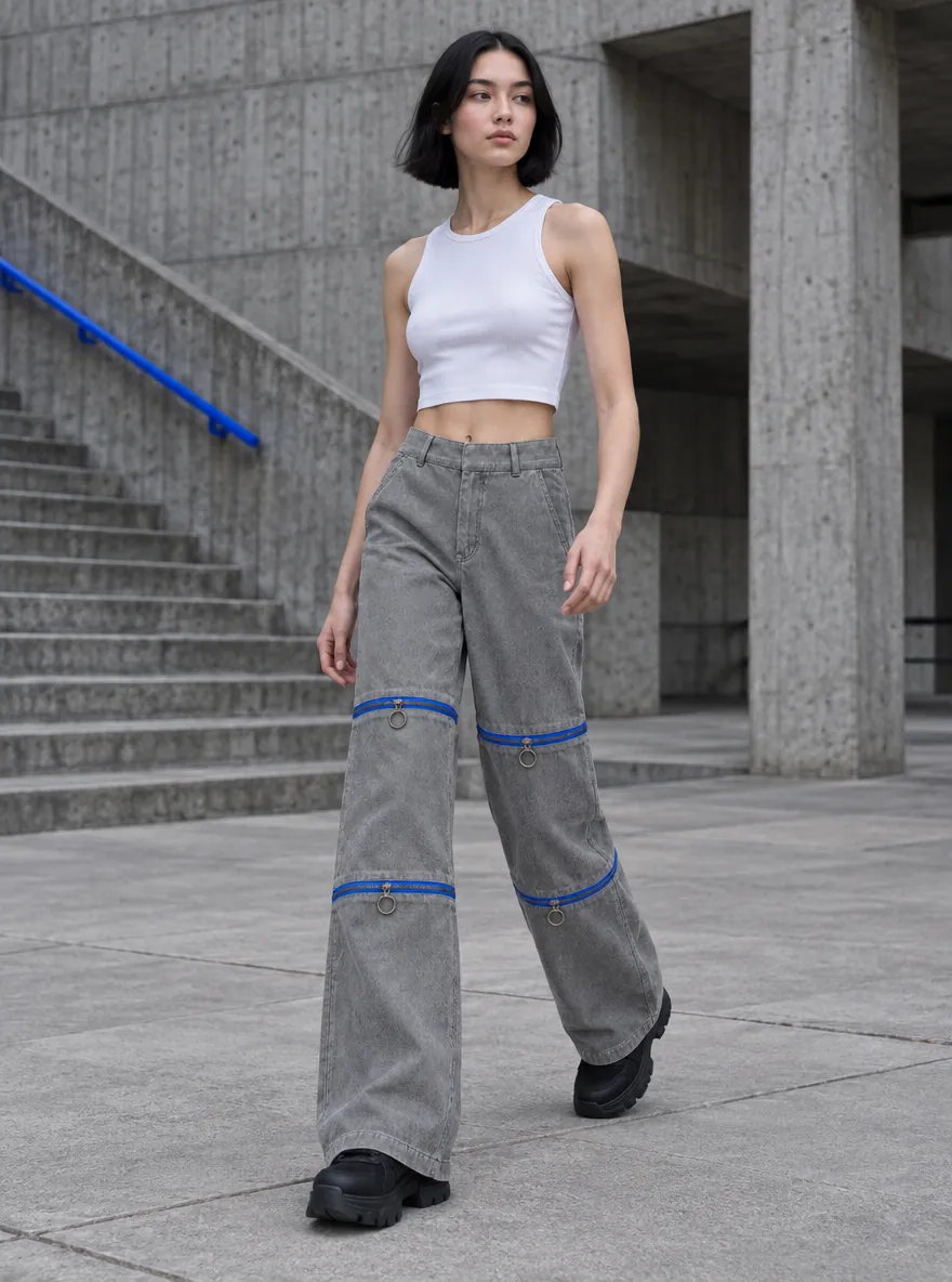 Fold-Down Waist Trouser, worn