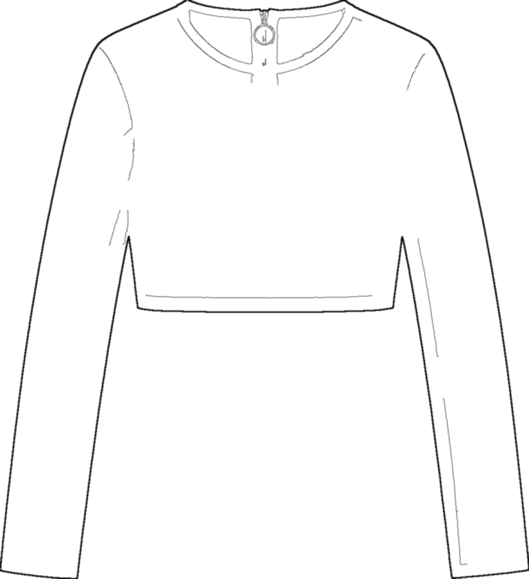 Mesh Layer Crop Top, technical line drawing