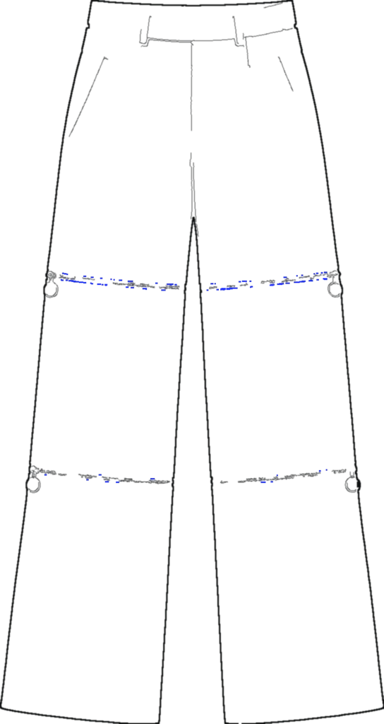 Pinstripe Convertible Wide Trouser, technical line drawing