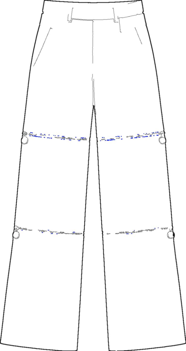 Pinstripe Convertible Wide Trouser, technical line drawing