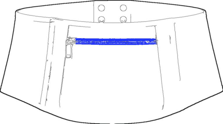 Pocket Corset Belt, technical line drawing