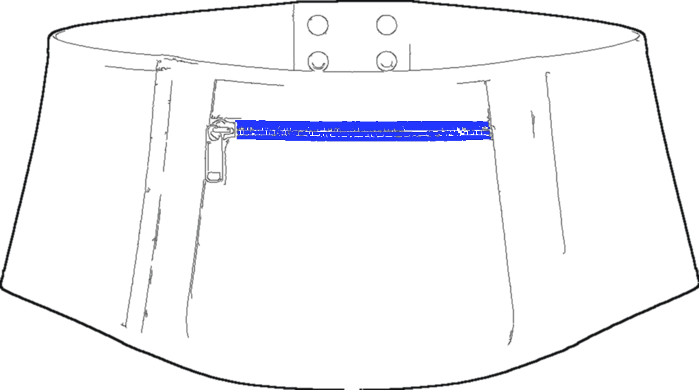 Pocket Corset Belt, technical line drawing