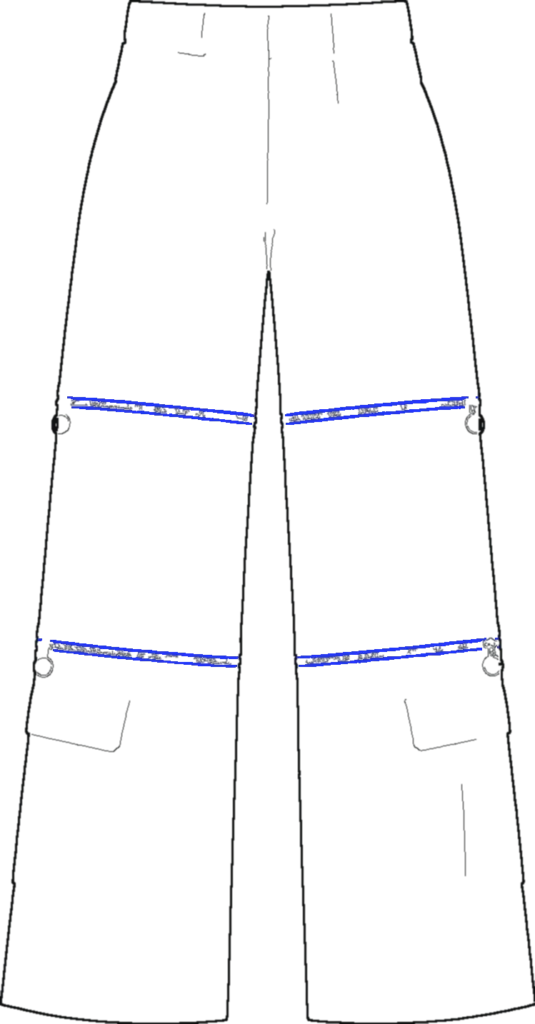 Ripstop Cargo Convertible, teknisk stregtegning