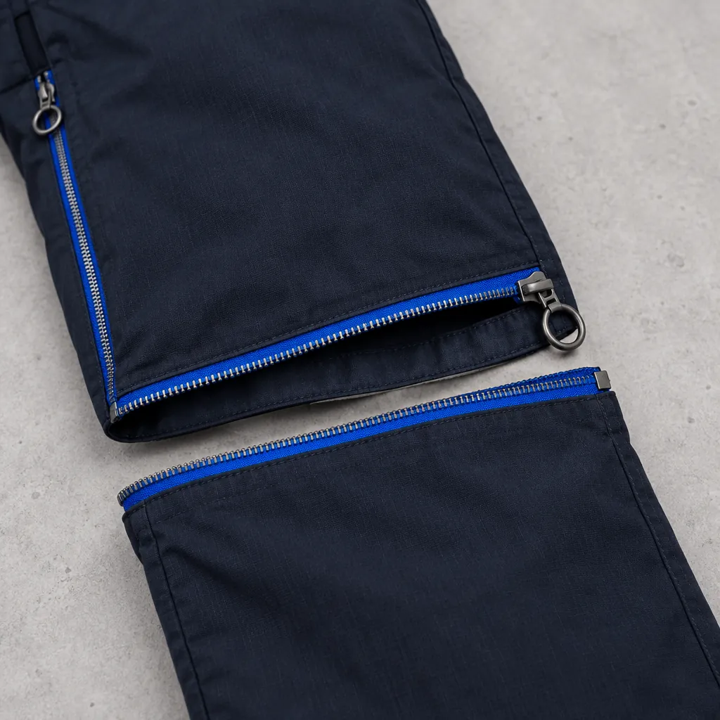 Side-Open Wide Trouser, nærbillede af metaldelene