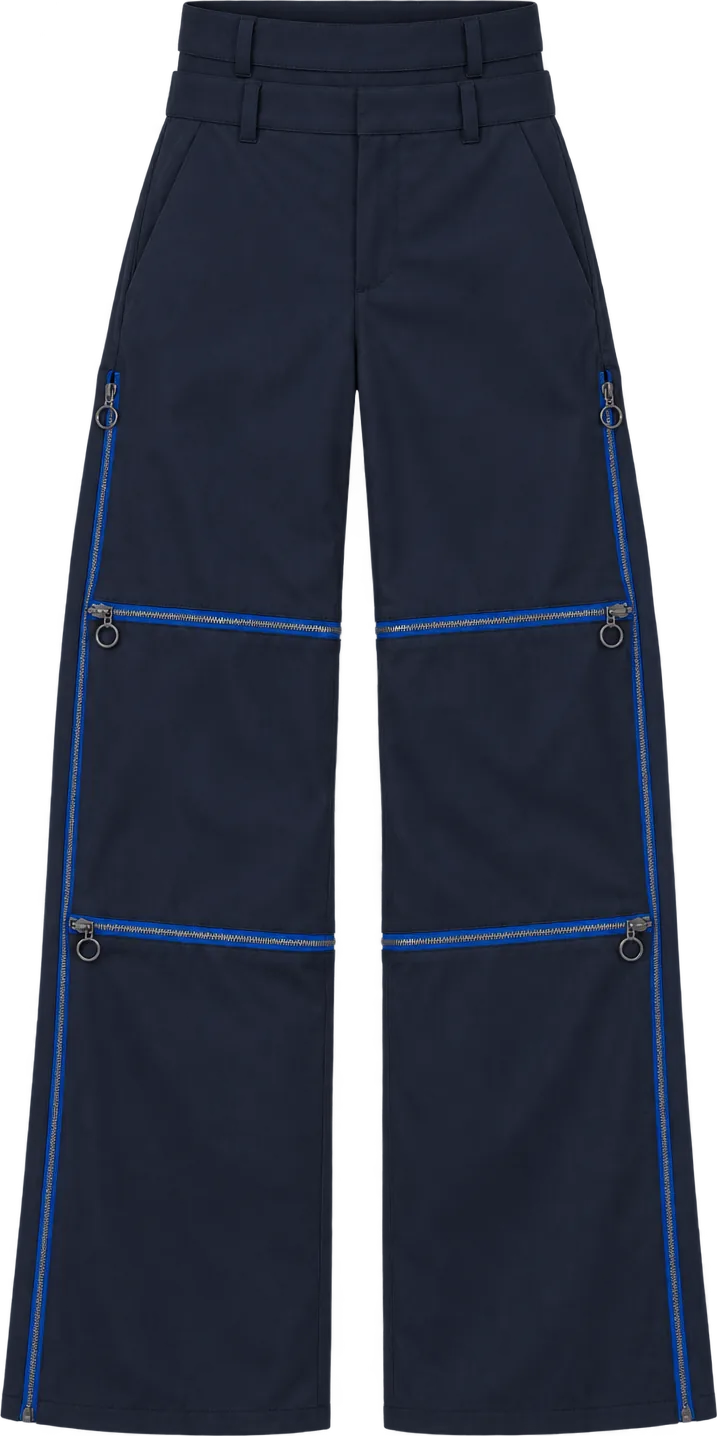 Side-Open Wide Trouser, long length, laid flat