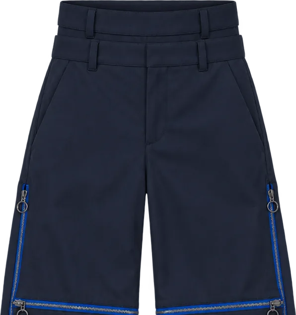 Side-Open Wide Trouser, shortslængde, lynet af over knæet, lagt fladt