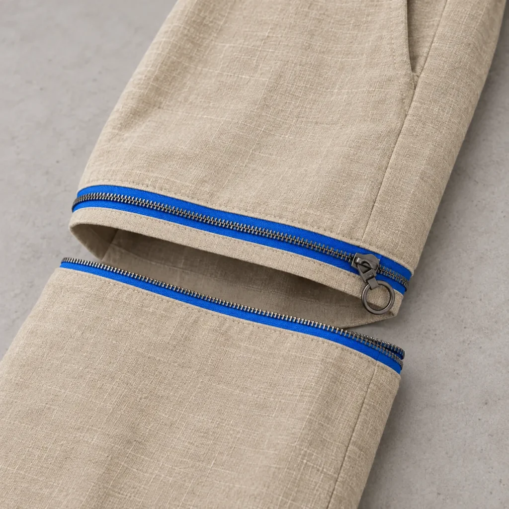 Slub Weave Convertible Trouser, hardware close-up
