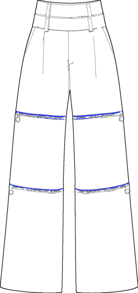 Slub Weave Convertible Trouser, technical line drawing