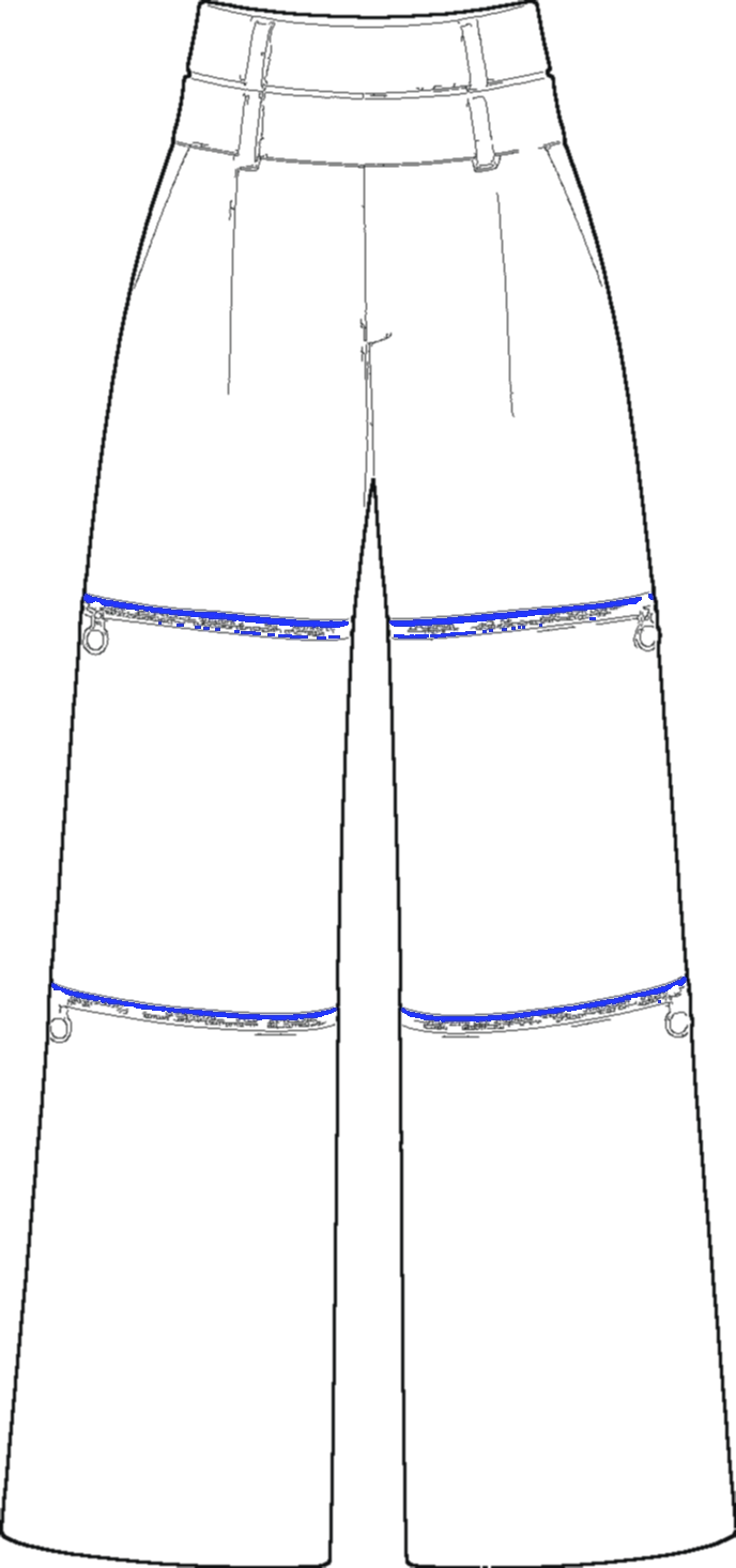 Slub Weave Convertible Trouser, technical line drawing
