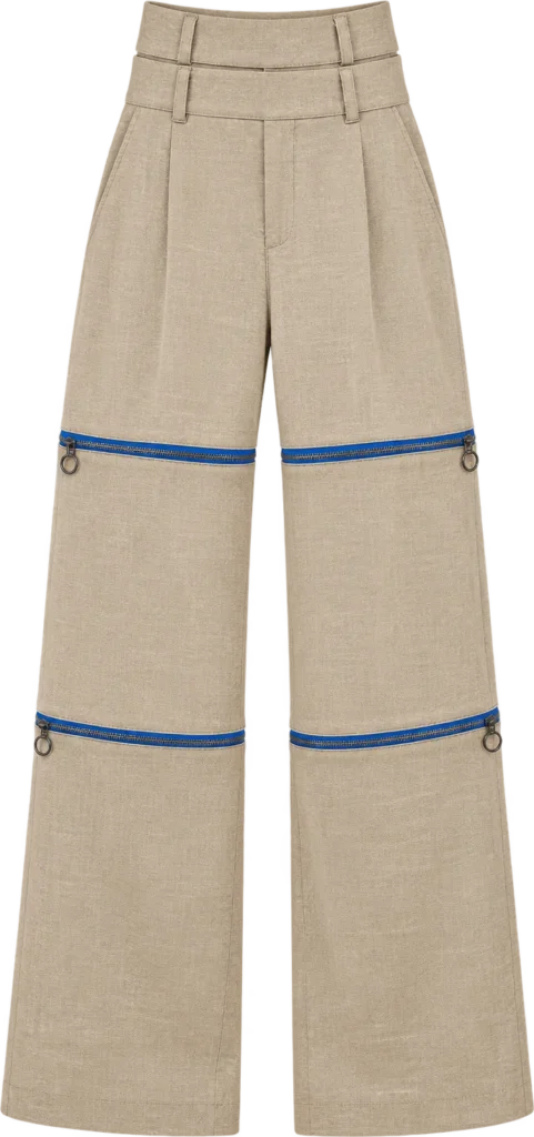 Slub Weave Convertible Trouser, long length, laid flat