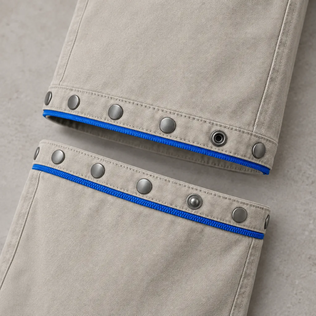 Snap-Line Wide Trouser, nærbillede af metaldelene